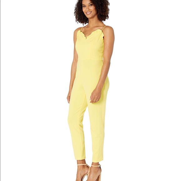 Adrianna Papell Pants - Adrianna Papell Micro Ruffled yellow Jumpsuit